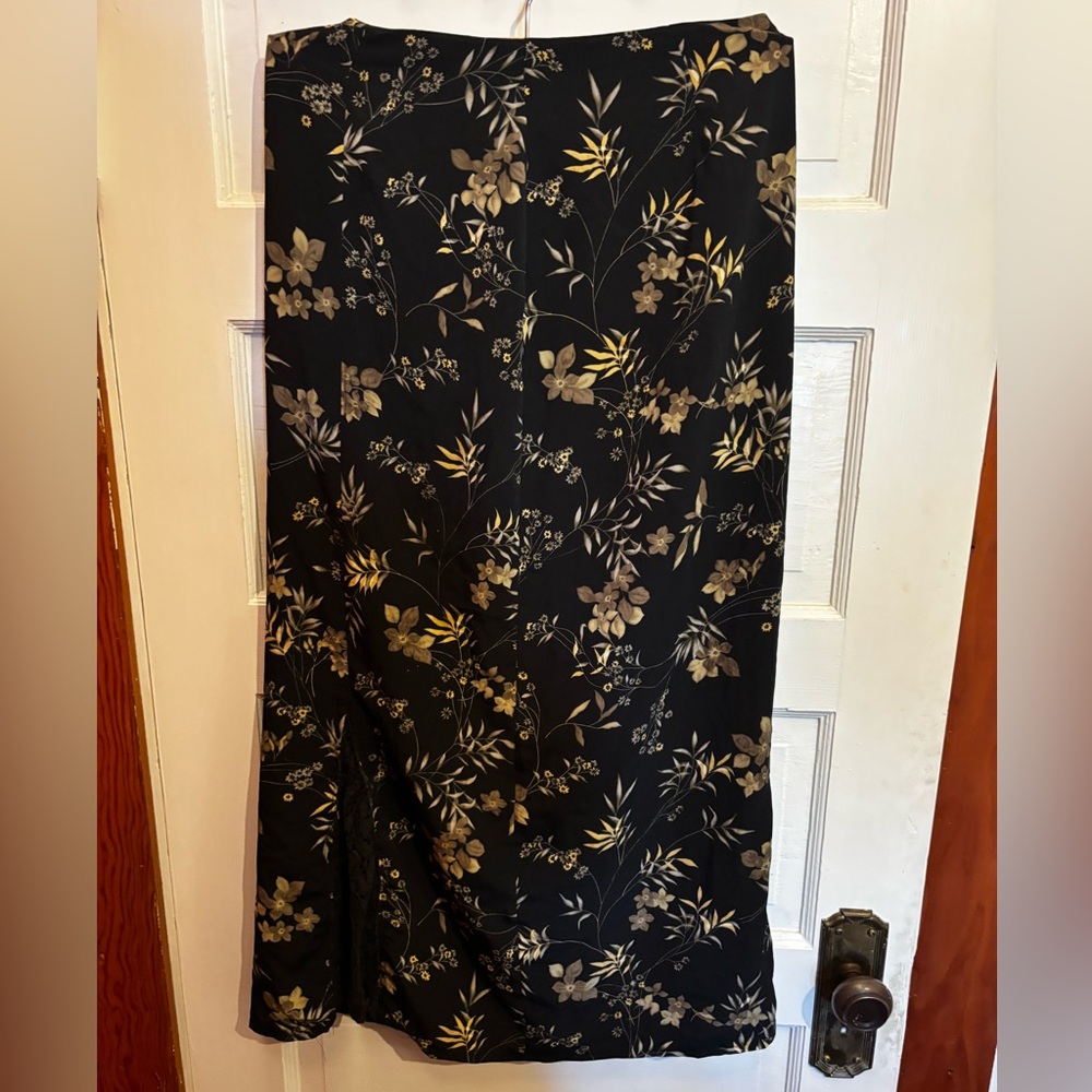 90s style Floral Black Maxi Skirt